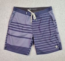 Vuori Men’s Size 32 Cruise Swim Board Shorts 7.5” Inseam Blue Gray Stripe V314