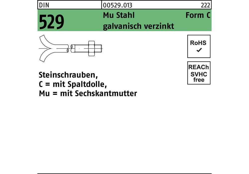Reyher Steinschraube DIN 529 м.Спальный мешок/6-кантмуттер, 30 x 500 мкм, 3,6 галлона...