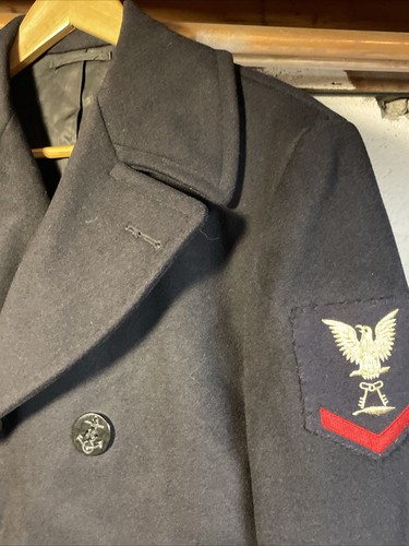 1960’s US Navy USN Military Naval Wool Dark Blue Pea Deck Coat Winter Size 38 - Picture 4 of 24
