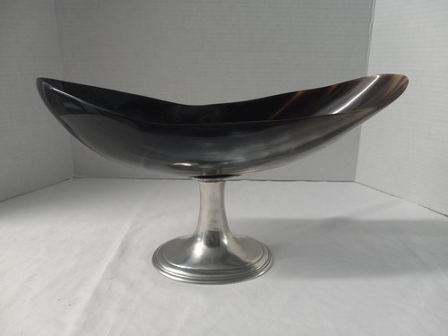 Art Italica Italy Compote Silver Footed Horn Pedestal Bowl