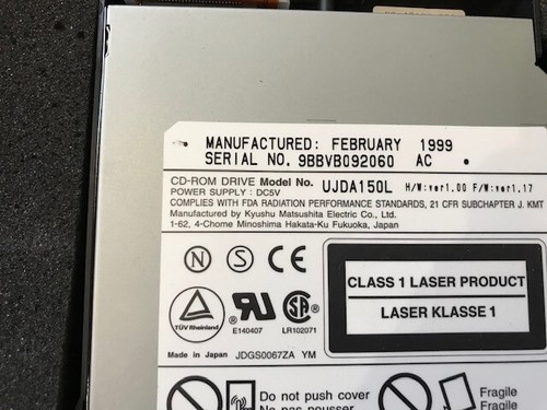 NEW UNUSED VINTAGE MATSUSHITA (PANASONIC) UJDA150L 24X LAPTOP CD ROM - Picture 5 of 6