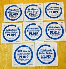 D'Addario PL019 Steel String 8 Pack Acoustic or Electric Plain Steel .48mm