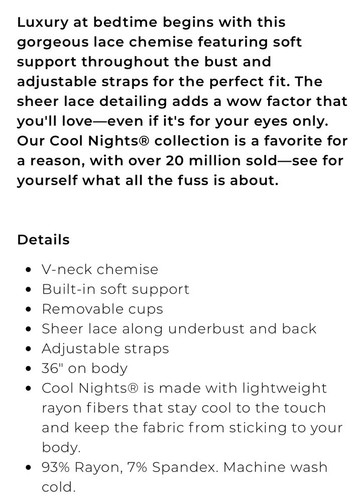 SOMA L Cool Nights With Plunge Neckline Chemise Black - Picture 7 of 7