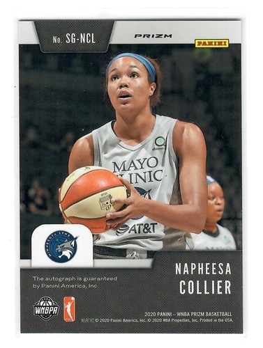 2020 Panini Prizm WNBA Napheesa Collier Silver Prizm Auto #SG-NCL - Lynx - Picture 2 of 2
