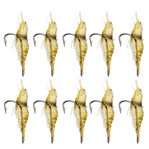10-20 Soft Plastic Bass Yabbie Prawn Shrimp Fishing Lure Jig Heads Bream Natural - Picture 10 of 14
