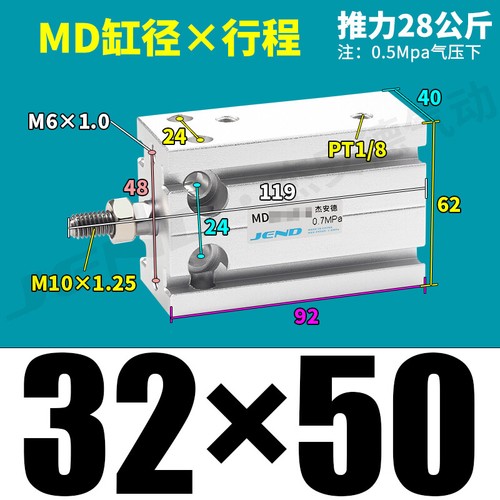 MD10 16 20 25 32 -5/10/15/20/25~50 Multi-position Pneumatic Executive Cylinder - Afbeelding 48 van 49