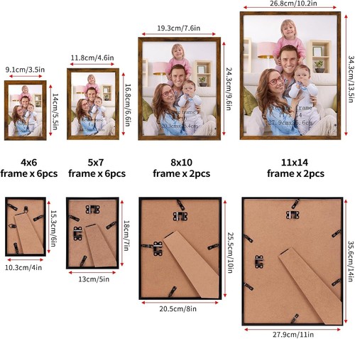 Assorted 16 Piece Picture Frame Set - Enhance Your Home With Rustic Elegance - Picture 4 of 9