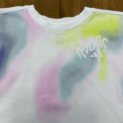 Adidas athletic girls XL 2 tops 1 shorts pastel pink tie dye spring summer LOT - Picture 10 of 21