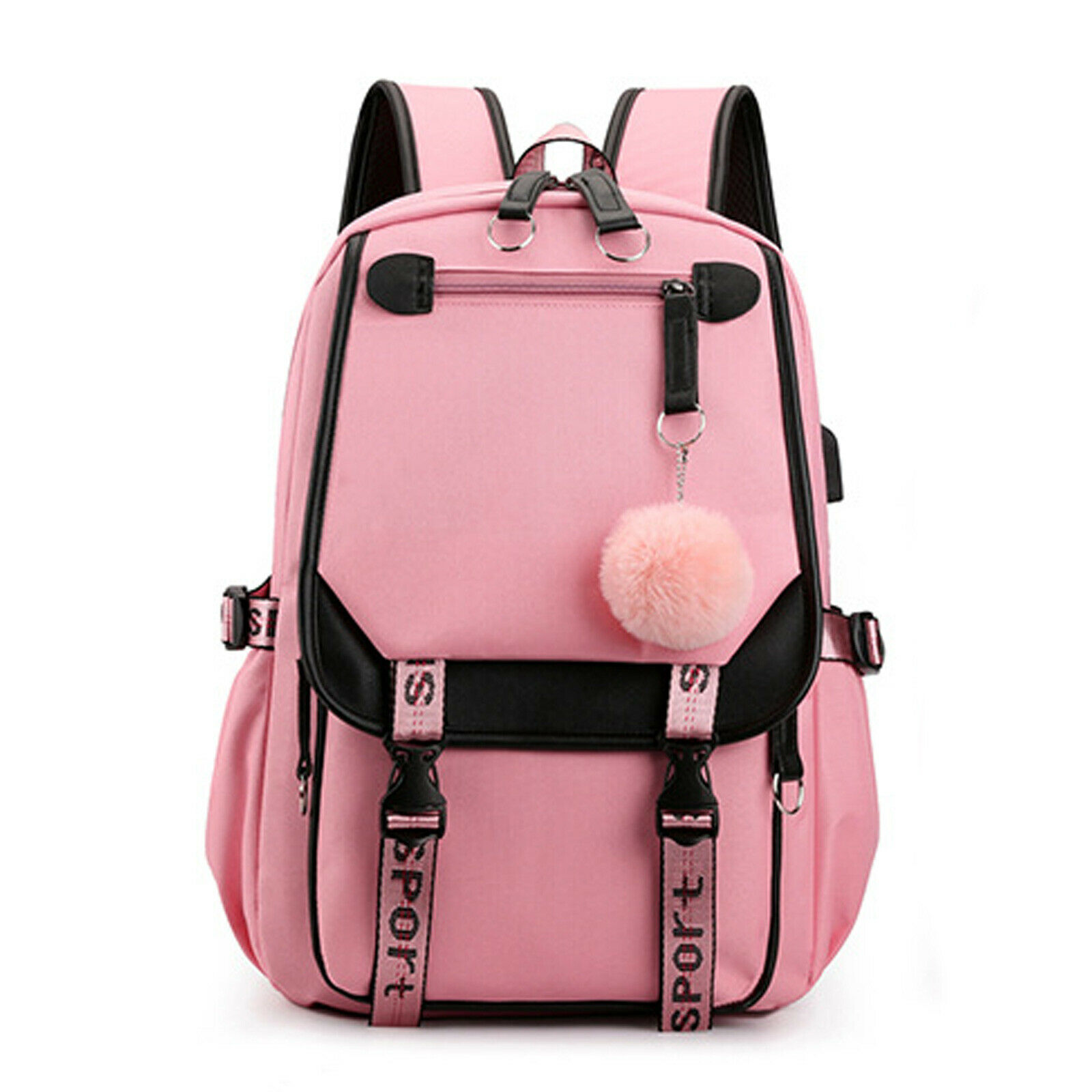 Women School Bag Oxford Waterproof Girls Backpack Rucksack w/ USB ...