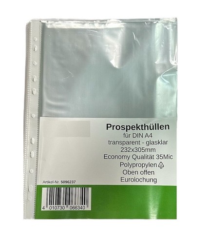 200er Pack Prospekthüllen A4 glasklar transparent Klarsicht Folie Hüllen Ordner - Bild 3 von 3