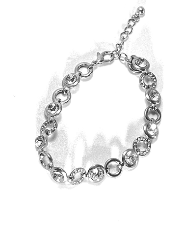 Silberfarbenes Armband mit Diamantperlen, Silberring & Diamantringperlen - Bild 3 von 12