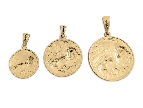 Real 18K Yellow Gold Leo Pendant, Zodiac Sign Coin Pendant Astrology Jewelry - Picture 8 of 9