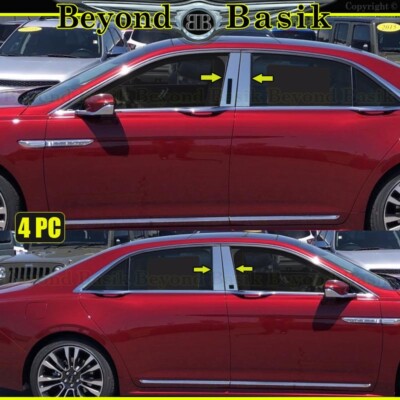 2017-2019 Lincoln Continental 4Pc Chrome Pillar Post Trim Stainless Steel Door