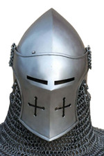 Medieval Knight Barbuta Chainmail Warrior Helmet Armor for Halloweern Costume