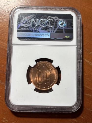 SPANIEN: 1937 (36) 50 Centimos Perlen um Wert - NGC MS65 RD - Bild 2 von 4
