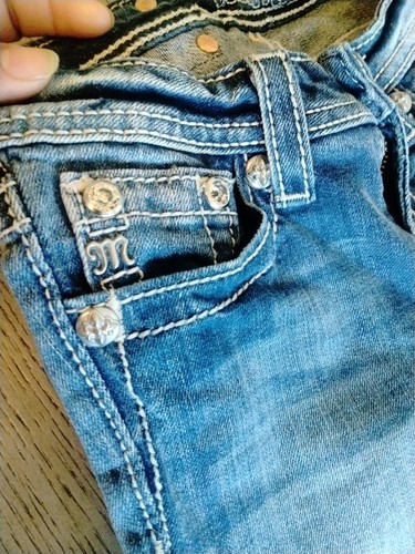 Miss Me Mädchen Größe 10 JK5772P blau Denim Capri Jeans Reißverschluss Schrittlänge 17 - Bild 6 von 11