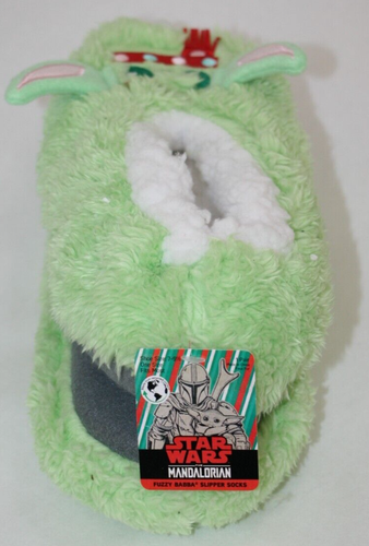 Star Wars Mandalorian Grogu Baby Yoda Fuzzy Slipper Socks Shoe SZ: 7-9 1/2 NEW - Picture 2 of 7