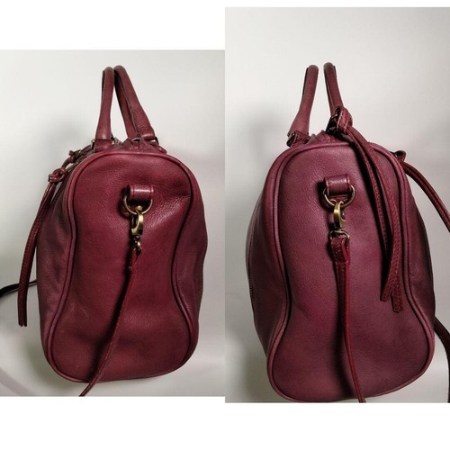 ZADIG & VOLTAIRE Leather Boston Bag 2way Shoulder bag Bordeaux Barrel Used - Picture 4 of 11
