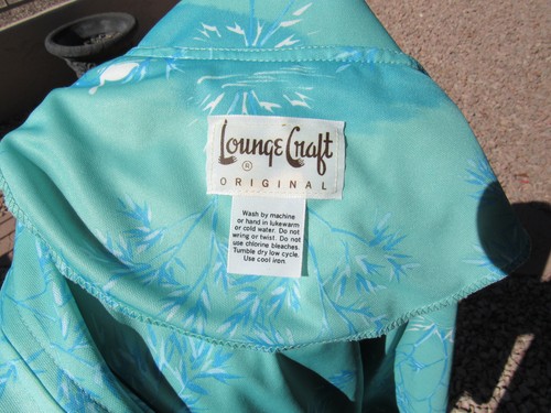 VTG 1960s LOUNGE CRAFT ORIGINAL FLORAL TEAL SEAFOAM DRESS HOUSE COAT ROBE BELT - Picture 6 of 12