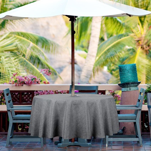 Outdoor and Indoor 60Inch round Tablecloth with Umbrella Hole and Zip - Picture 7 of 7
