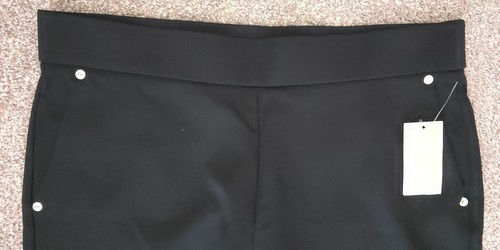 Michael Kors Womens Black Slim Fit Pants With Gold Button Accents - Picture 5 of 6
