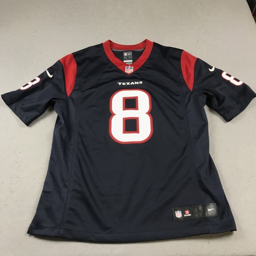 Houston Texans Jersey Mens Large Blue Red Nike On Field Matt Schaub #8 Sewn Logo