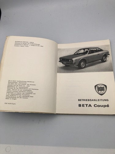 LANCIA BETA COUPÉ SPIDER Betriebsanleitung 1979 Bedienungsanleitung Handbuch BA - Picture 2 of 9