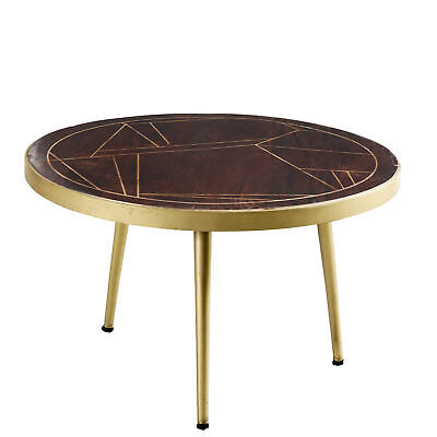 Dallas Dark Mango Wood And Gold Metal Legs Round Coffee Table For Living Room 7625987897684 Dallas Dark Mango Wood And Gold Metal, Dark Mango Wood Round Coffee Table