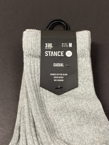 NWT Stance Crew Socks - Icon 3 Pack - Gray - Medium - Picture 2 of 4
