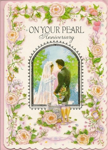 Your Pearl 30th Wedding Anniversary Greeting Card Happy Love Traditional Floral