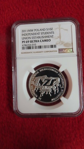 2011 Poland 10 zloty independent students union establishment NGC PF69 Cameo - Picture 3 of 8