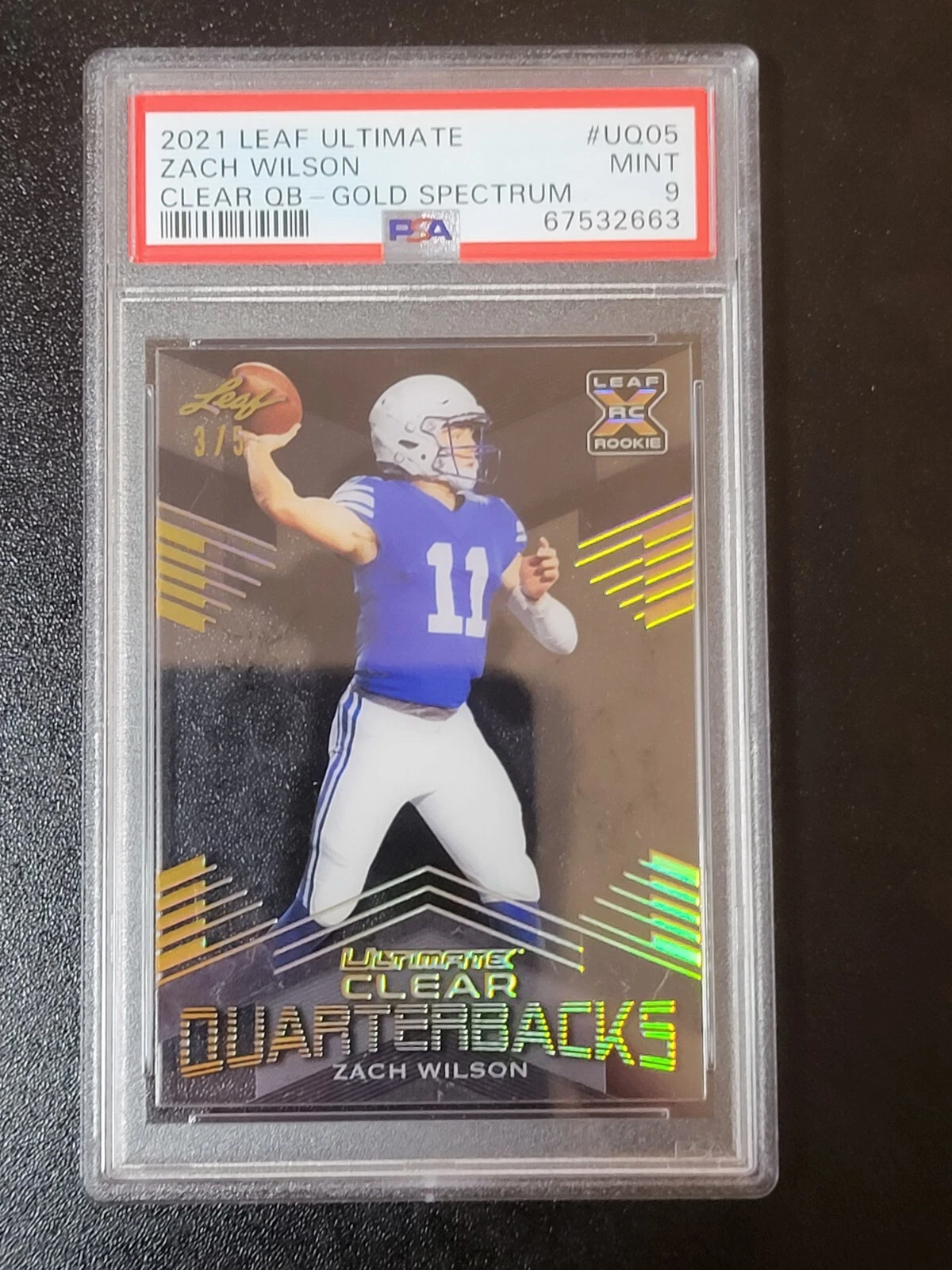 Zach Wilson Leaf Ultimate Clear Quarterbacks #UQ05 Gold Spectrum