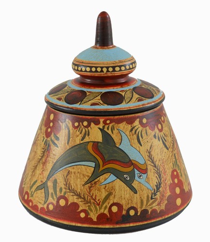 Minoan Pottery Pyxis - Dolphin - Handmade in Greece - Replica Item - Picture 3 of 4