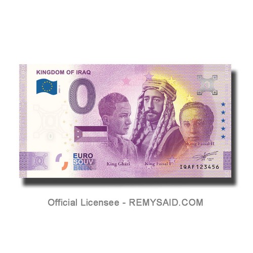 Juego de 5 billetes de recuerdo de 0 euros IQAG, IQAD, IQAF King Faisal I II billetes - Imagen 6 de 8