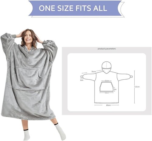 Ultra Plush Warm Wearable Blanket Hoodie Comfy Giant Sweatshirt Sherpa & Fleece - Picture 13 of 27