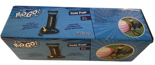 Pompa manuale gonfiaggio aria H2OGO Bestway nuova 12” alta 3 valvole adattatori nuova con scatola - Foto 2 di 4