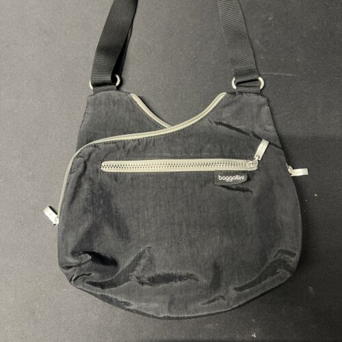 BAGGALLINI Black Nylon Everywhere Crossbody Bag Adjustable Strap - Picture 2 of 5