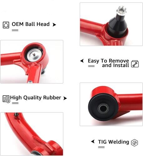 2PCS Front Upper Control Arms Red Suspension For 4Runner FJ Cruiser GX470 GX460 - Picture 2 of 7