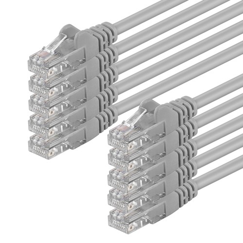 10 Stück CAT6 Kabel Patchkabel Netzwerk DSL LAN Gigabit RJ45 10x grau 0,25m- 20m - Bild 1 von 2