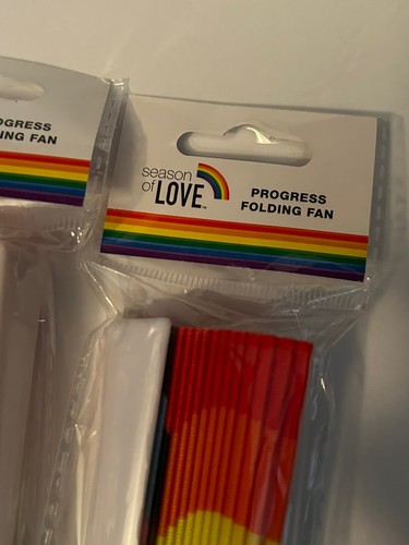 Season Of Love Progress Folding Fan Rainbow Pride Lot Of 7 Handheld Cooling New - Picture 6 of 6