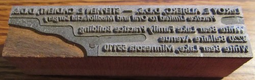 Albjerg & Cadient D.D.S. White Bear Lake, MN Wooden Printing Block - Minnesota - Picture 1 of 2