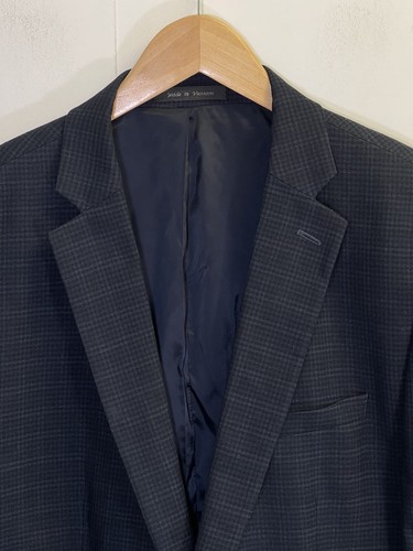 Van Huesen Flex Sport Coat Mens 44L Blue Plaid Two Button Blazer Jacket Slim Fit - Picture 2 of 13
