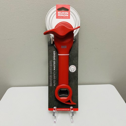 Kuhn Rikon 5-in-1 Auto Safety Master Dosenöffner für Dosen, Flaschen & Gläser - Rot