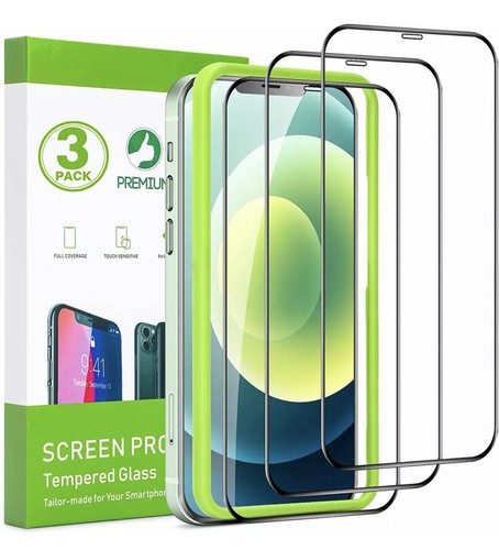 (3er Pack) Displayschutzfolie kompatibel iPhone 12/12 Pro 6,1 Zoll volle Abdeckung - Bild 1 von 7