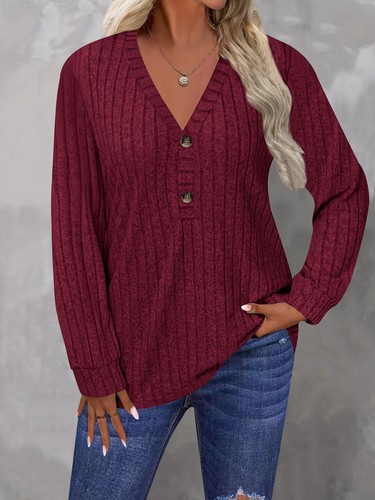 Plus Size Womens Ribbed Tunic Tops Ladies Long Sleeve Button Neck T Shirt Blouse - Picture 30 of 41