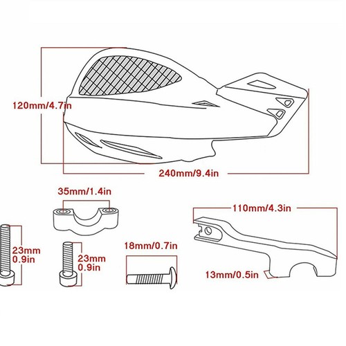 Universal Handlebar Hand Guards Handguard Protector Cafe Racer Old School  ATV - Bild 2 von 2
