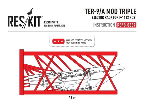 Estante eyector triple TER-9/A MOD para F-16 2 piezas impresión 3D ResKit RS48-0387 1:48 - Imagen 5 de 12