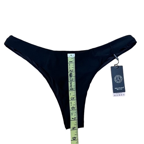 RELLECIGA Black Cheeky Brazilian Cut Bikini Bottom Beach Vacation Women's Size M - Bild 5 von 5