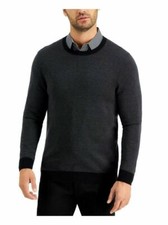 New Tasso Elba Men's Charcoal Combo Crewneck Sweater