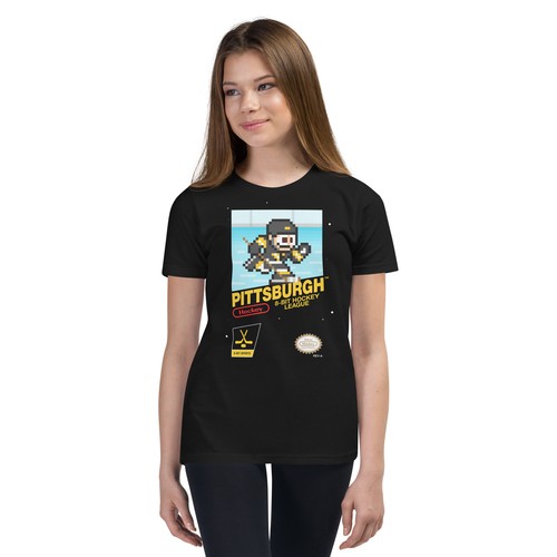 Maglietta Pittsburgh Penguins Hockey Team 8 bit Nintendo ragazzo bambino - Foto 5 di 8